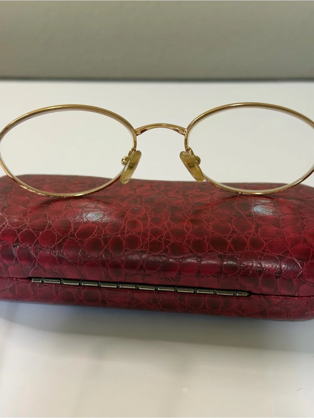 Diane Von Furstenberg Vintage Gold Round Frames with Clip-On Sunglass Lenses